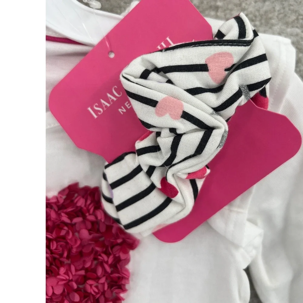 Isaac Mizrahi 3 Piece Legging‎ Scrunchie Set Girls XS 4 Heart Applique NWT